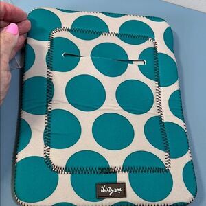 Thirty-One Teal Mod Dot Tablet Tote